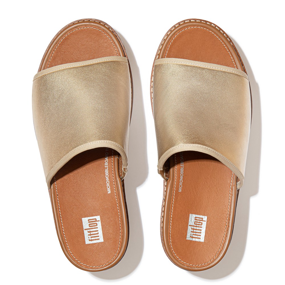 Fitflop Womens Wedge - Eloise Mixed-metallics Slides - Gold - 401-FVXKIH